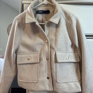 Ci Sono Light Beige Coat with Gold Accents
